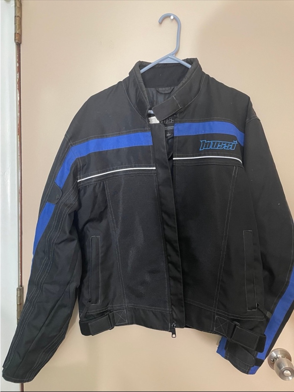 Men's Black & Blue Motorcycle Jacket
